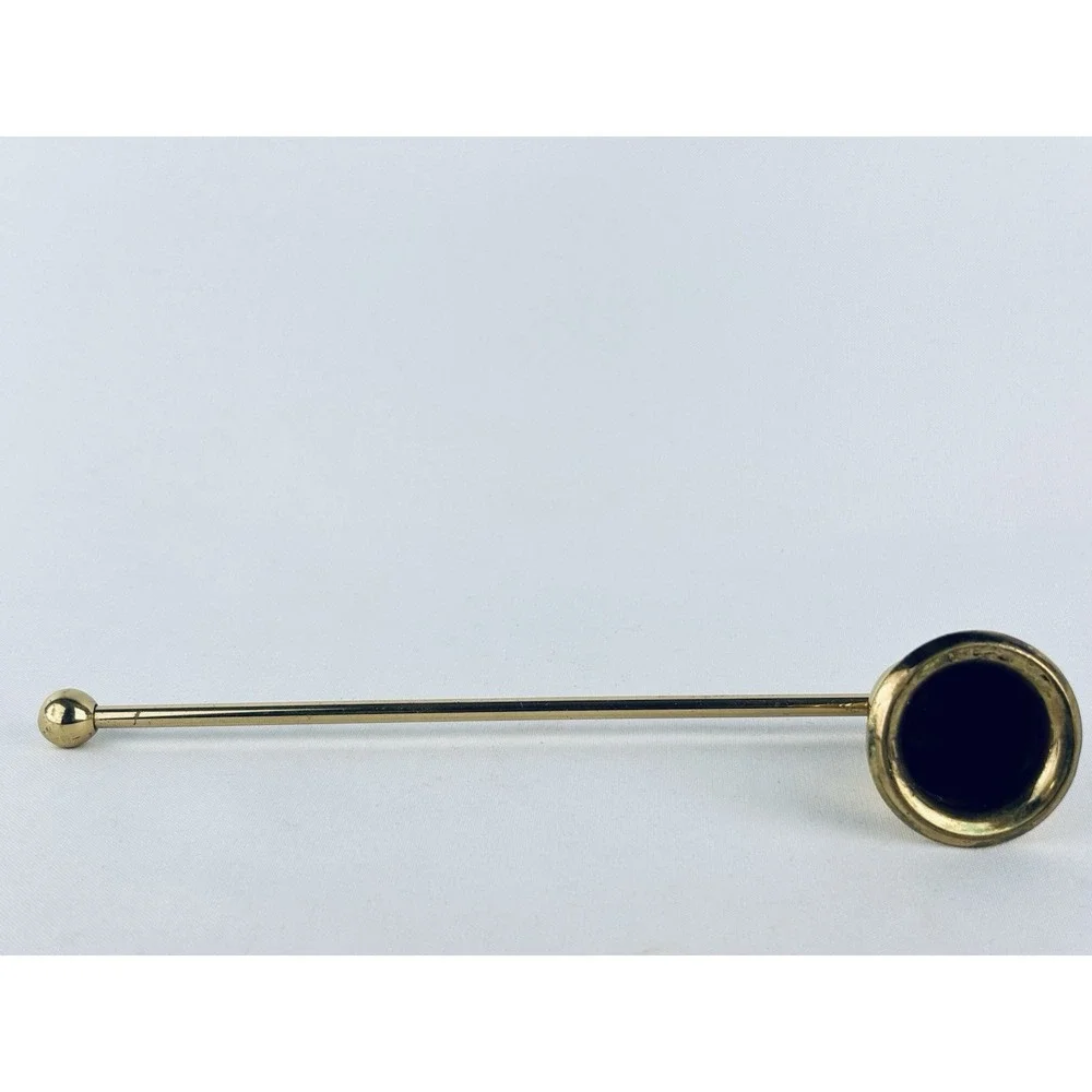 Vintage Golden Solid Brass Candle Extinguish Snuffer Bell w/ Short Handle